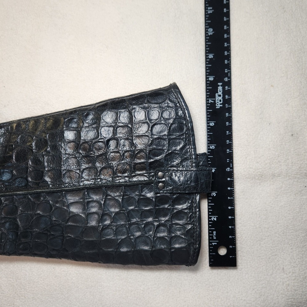 BØRN Lewisa Leather Riding Boot Womens 7.5 Black Textured Croc Embossed Heeled - Picture 11 of 11